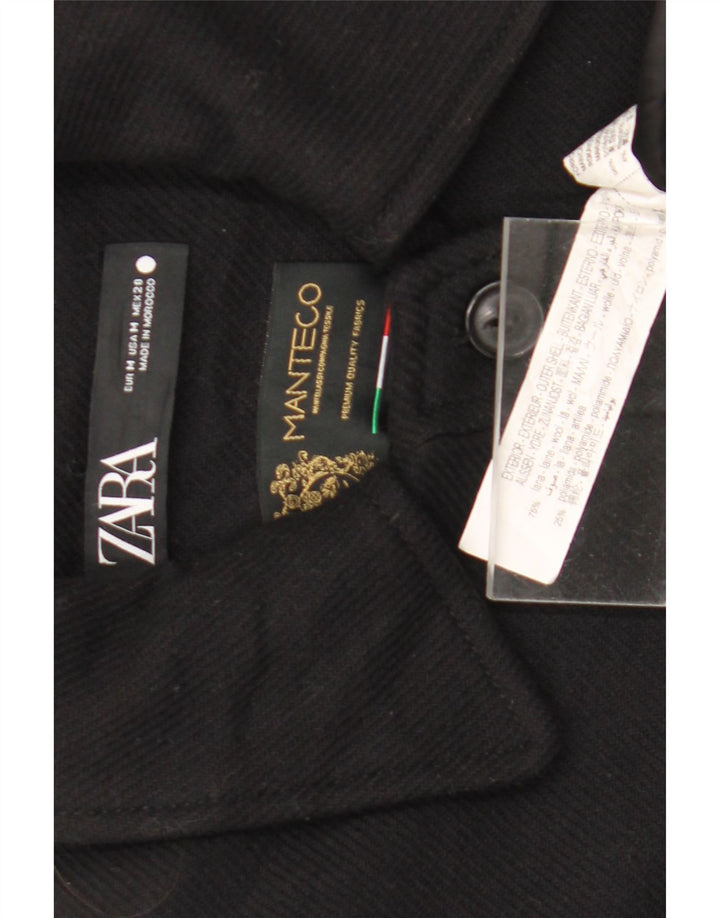 Zara Mujer Abrigo UK 44 Mediano Lana Negra