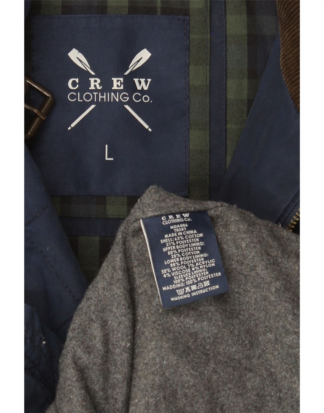 Crew Clothing Chaqueta acolchada para hombre UK 40 Grande Algodón azul marino