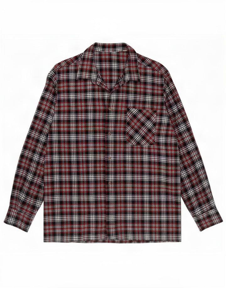 Camisa de franela vintage para hombre talla 43 cheque multicolor grande