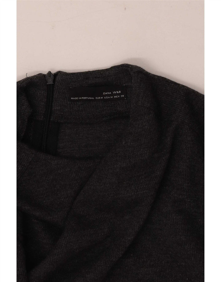 Zara Mujer Vestido Jersey De Manga Larga UK 42 Gris Medio