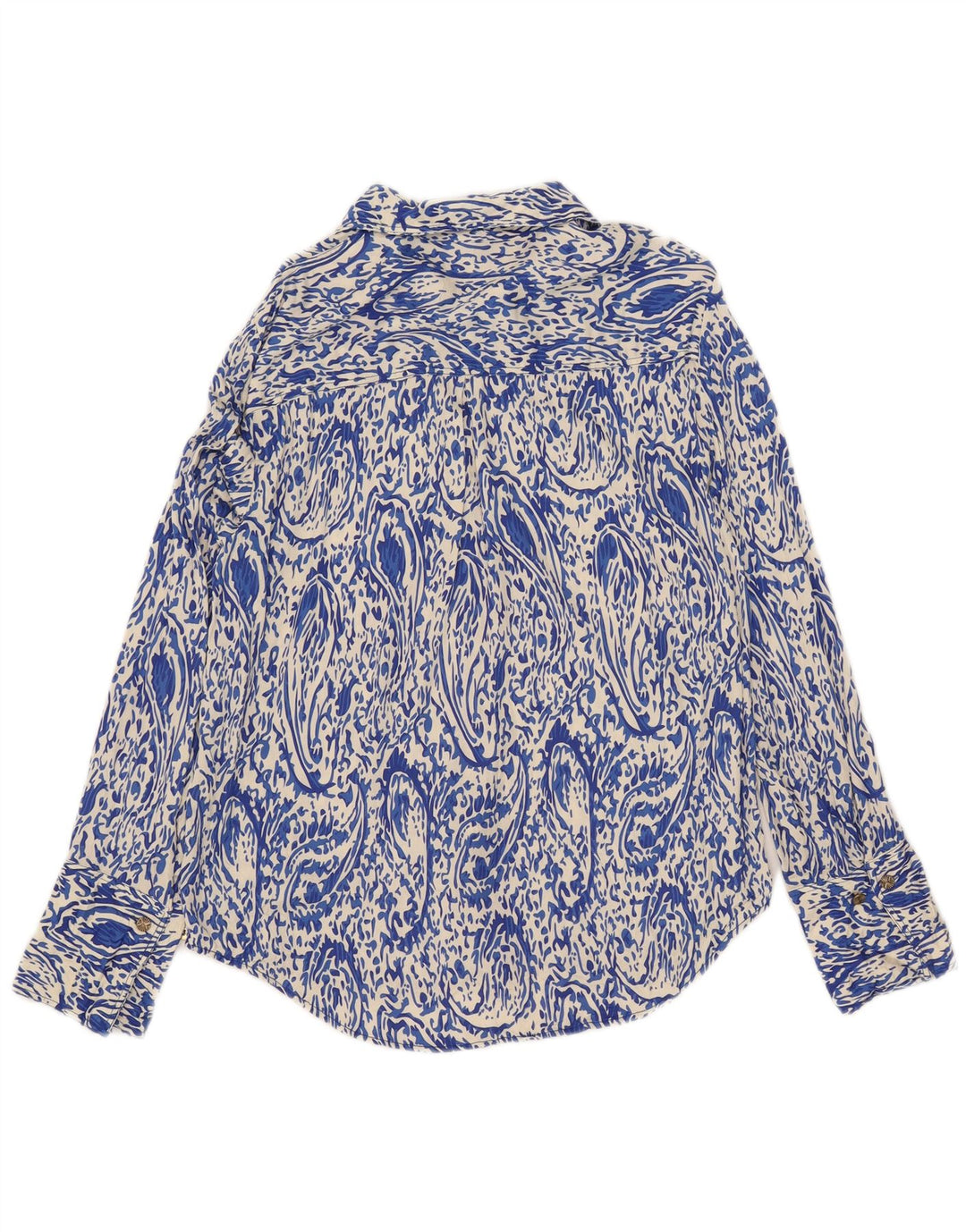 Camisa Zara Mujer UK 40 Azul Medio Paisley