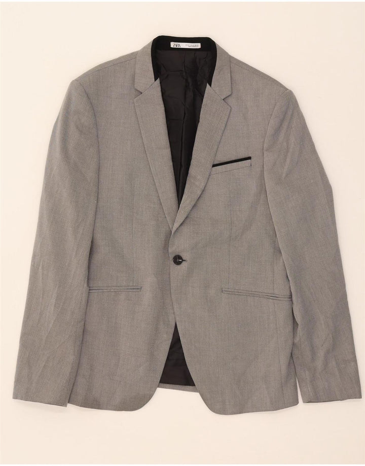 Zara Chaqueta tipo blazer con 1 botón para hombre EU 50 Gris medio