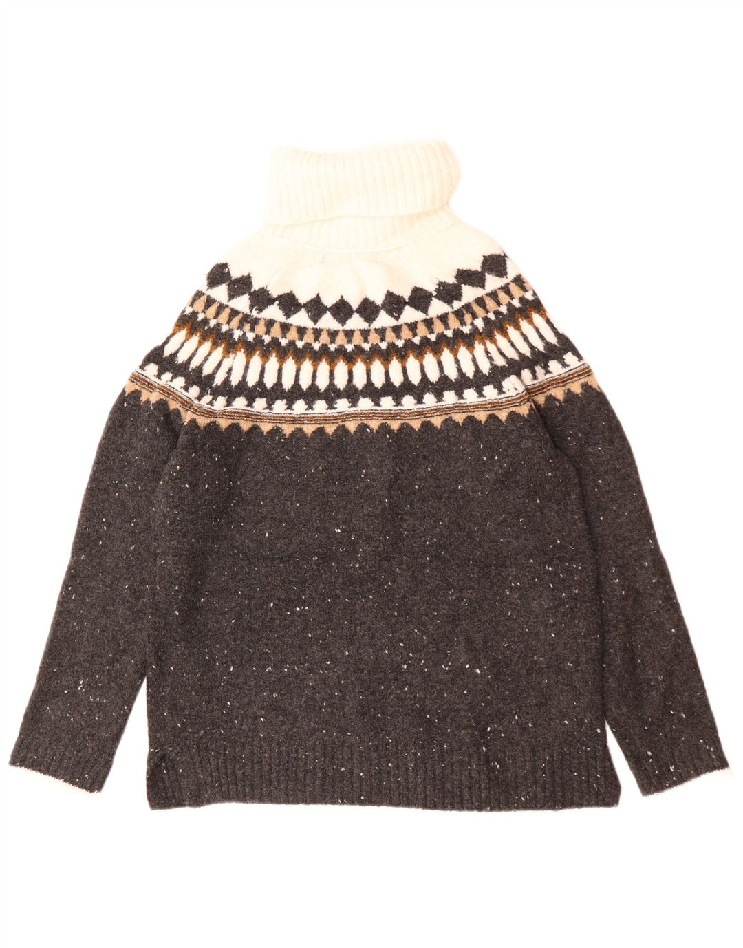 Marks & Spencer Suéter tipo jersey con cuello vuelto para mujer Reino Unido 10 Small Grey Fair Isle