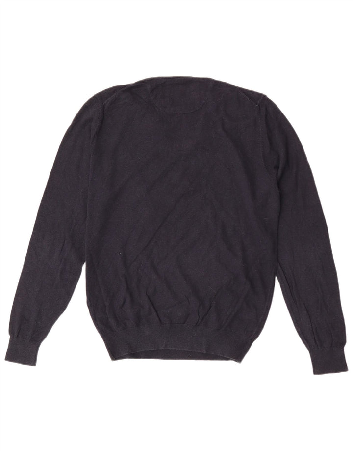 Jersey Massimo Dutti Hombre Cuello Pico Jersey Medio Azul Marino Algodón