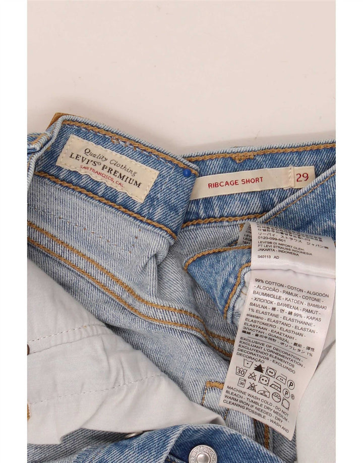 Levi's Mujer Ribcage Shorts De Mezclilla Desgastados W29 Algodón Azul Medio