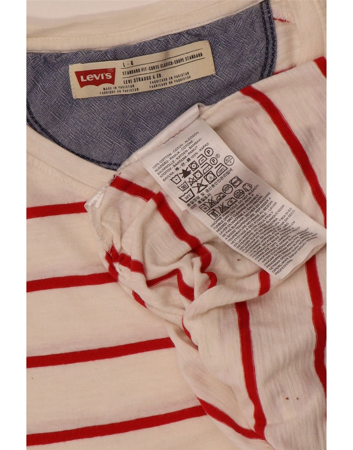 Levi's Top de manga larga para hombre de algodón a rayas blancas grandes