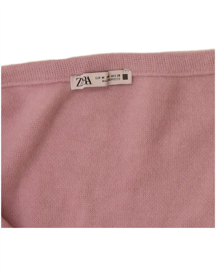 Zara Mujer Crop Cardigan Top UK 42 Medio Rosa
