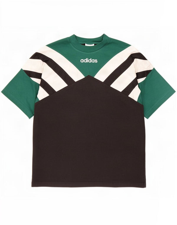 Adidas Hombre Camiseta Top Small Negro Colorblock Algodón