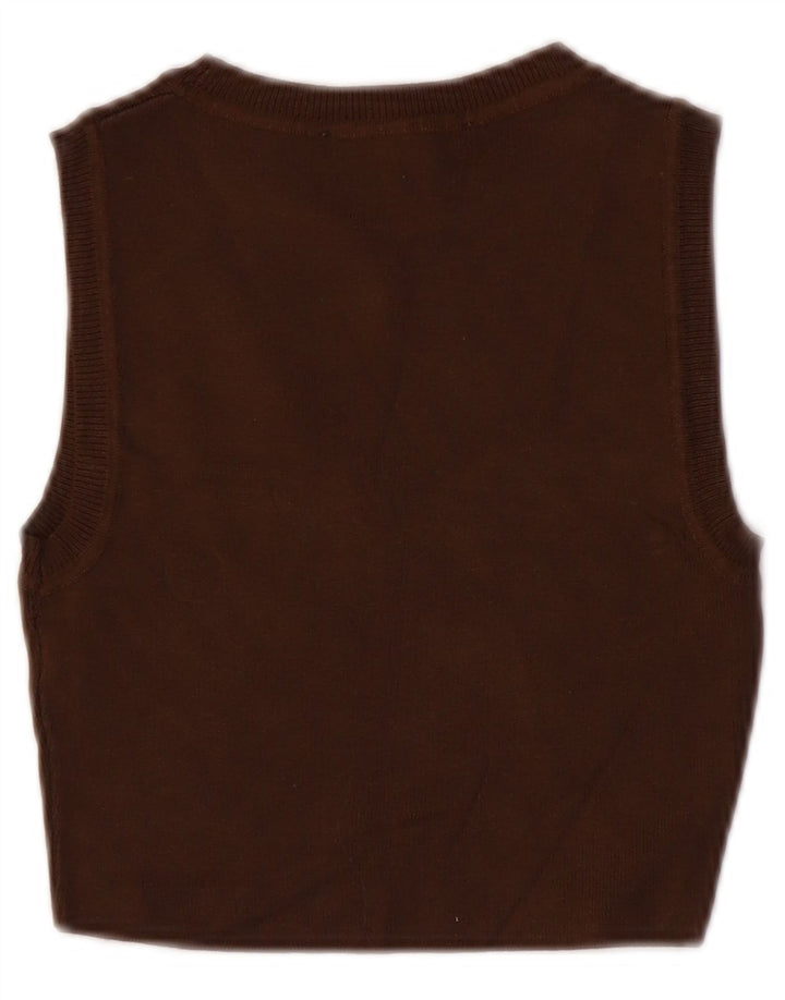 Zara Mujer Chaleco Tank Top UK 8 Small Marrón Viscosa