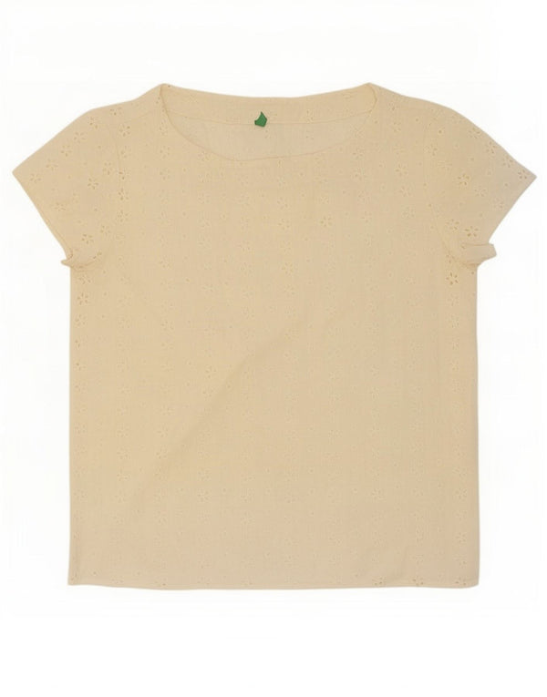 Benetton Blusa Mujer UK 40 Small Off White Algodón