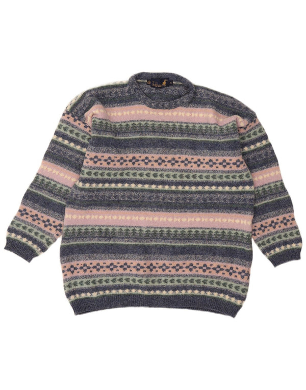 Tulchan Jersey de cuello redondo para mujer UK 18 XL Multicolor Fair Isle