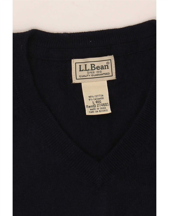 L.L.Bean - Jersey con cuello en V para hombre, talla grande, algodón azul marino