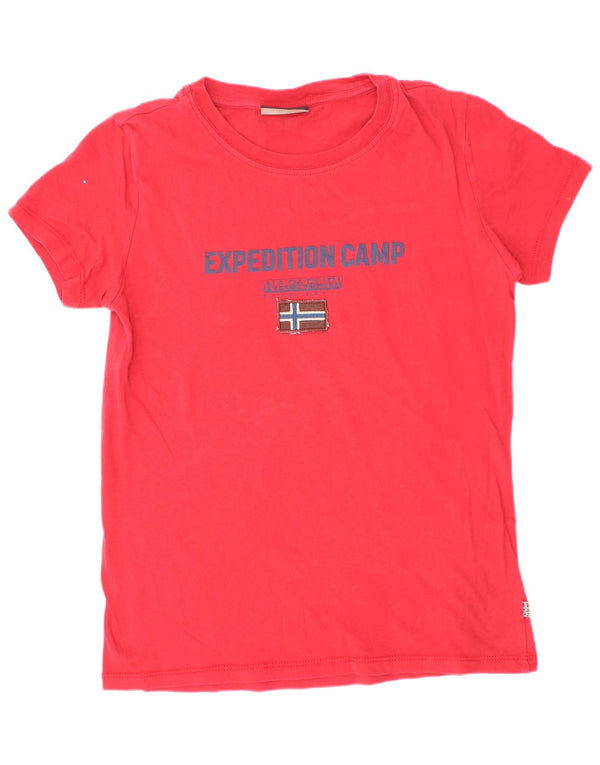 Napapijri Camiseta con gráfico geográfico para niños 7-8 años Algodón rojo