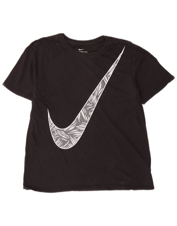 Nike Camiseta con gráfico de corte atlético para hombre Top mediano de algodón negro