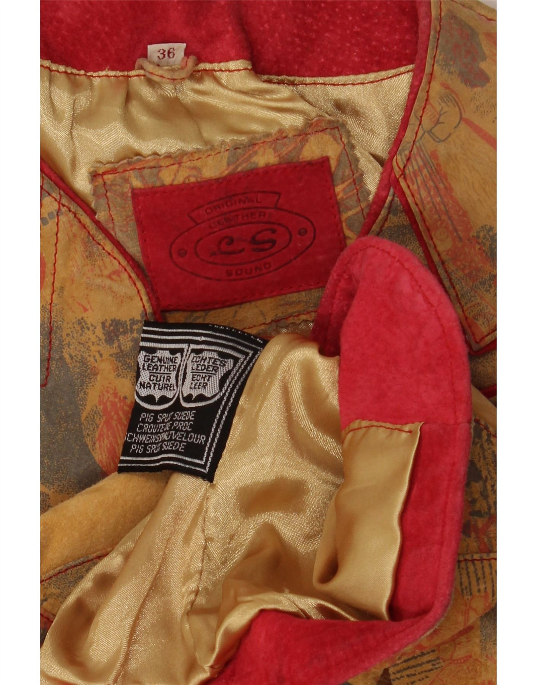 Vintage mujer Trachten 4 botones Blazer chaqueta EU 36 pequeño cuero beige