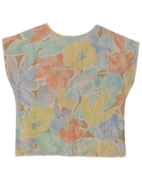 Impromptu Blusa corta para mujer UK 10 Small Poliéster floral multicolor