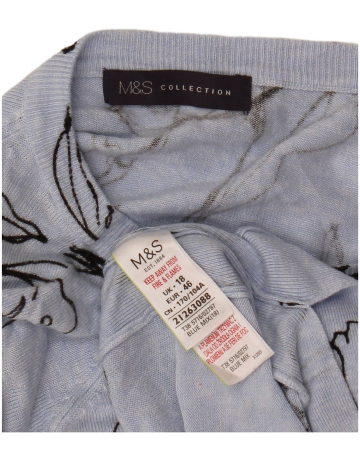 MARKS & SPENCER Suéter tipo jersey con cuello barco para mujer UK 40 XL Azul Floral