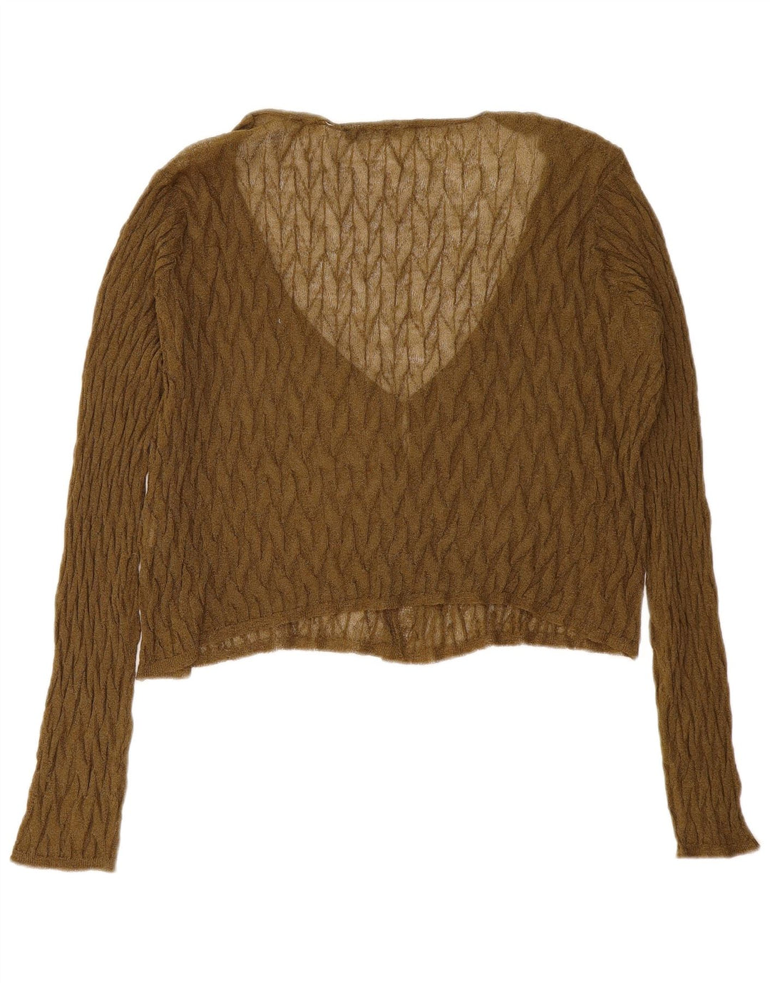 Zara Mujeres See Through Crop Cardigan Suéter UK 14 Medium Khaki
