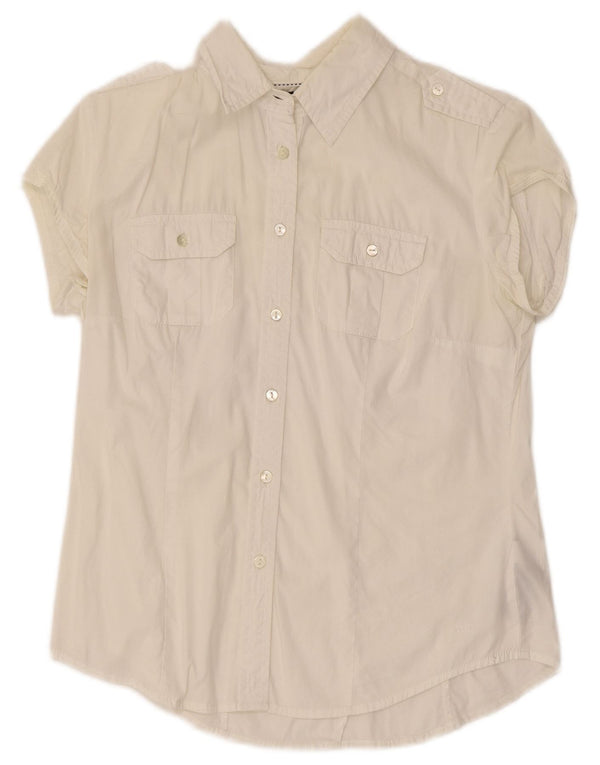 Tommy Hilfiger Camisa militar de manga corta para mujer UK 6 XS Algodón blanco