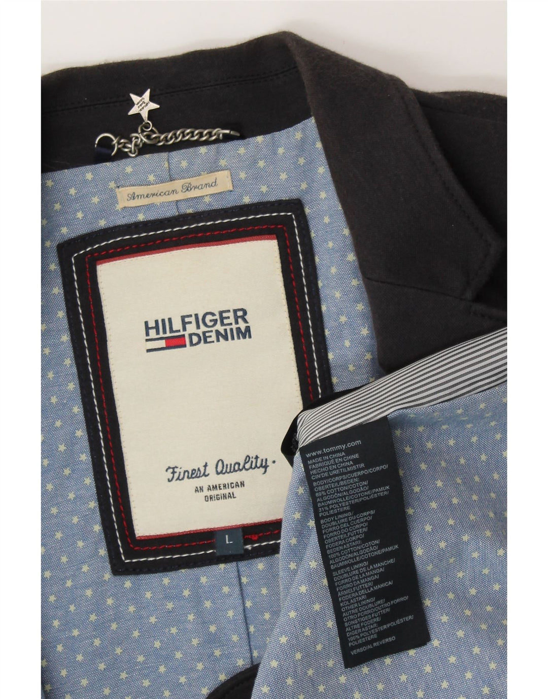 TOMMY HILFIGER Chaqueta tipo blazer con 1 botón para mujer UK 44 Grande Algodón azul marino