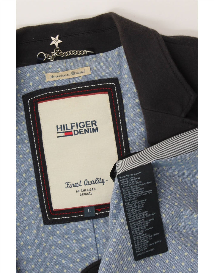 TOMMY HILFIGER Chaqueta tipo blazer con 1 botón para mujer UK 44 Grande Algodón azul marino