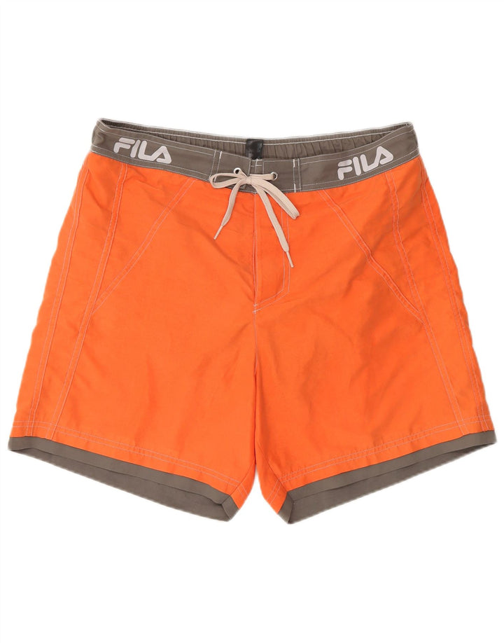 Fila Bañador con estampado gráfico para hombre, tamaño grande, color naranja, poliéster