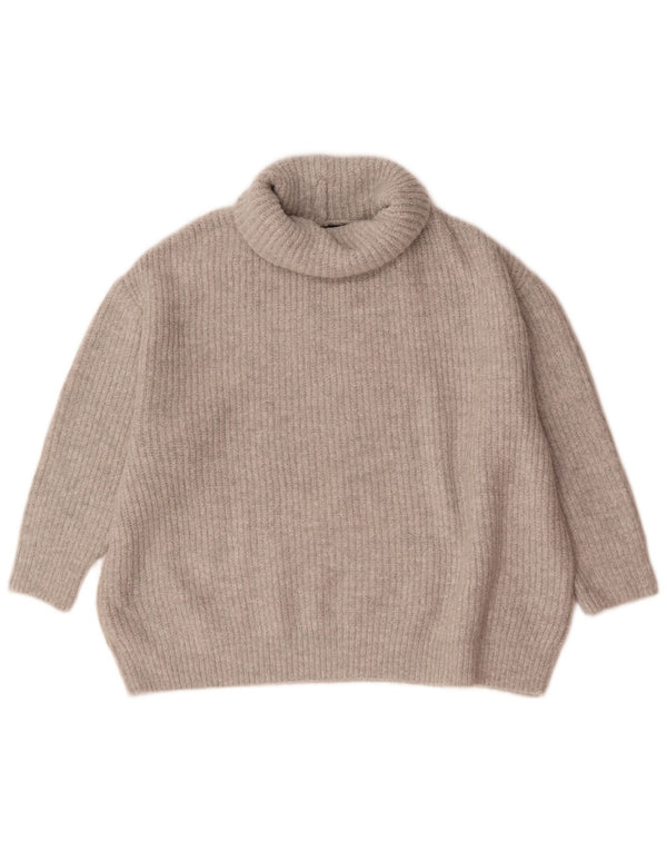 Zara Suéter tipo jersey de gran tamaño con manga 3/4 y cuello vuelto para mujer UK 10 Small Grey