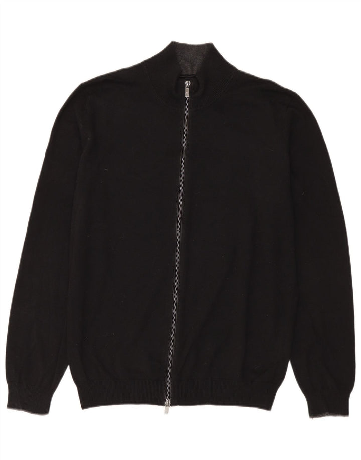 Massimo Dutti Hombre Cárdigan Con Cremallera Completa Suéter Grande Negro Algodón