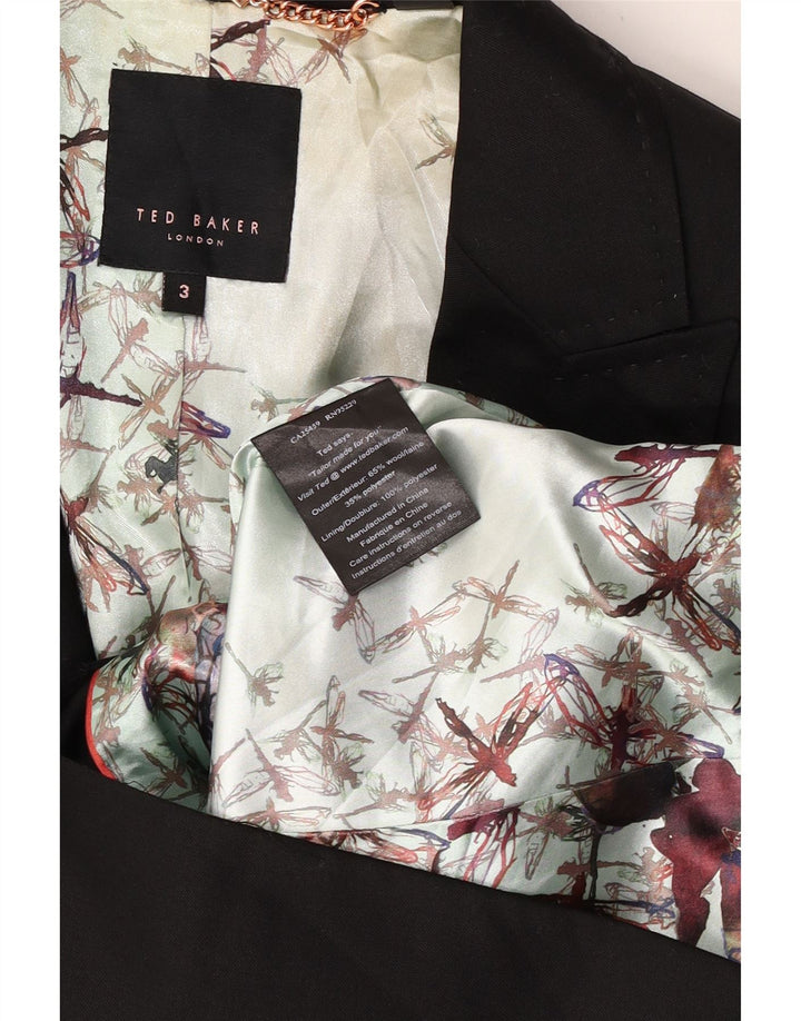 Ted Baker Chaqueta tipo blazer con 1 botón para mujer, talla 3, lana negra mediana