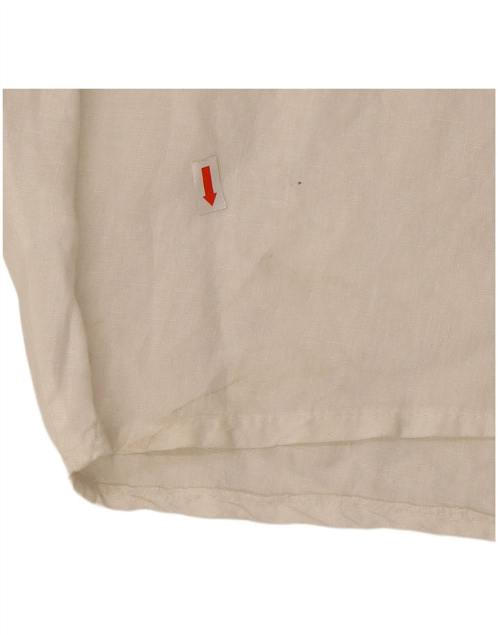 Vintage mujer burbuja vestido Reino Unido 12 lino blanco medio