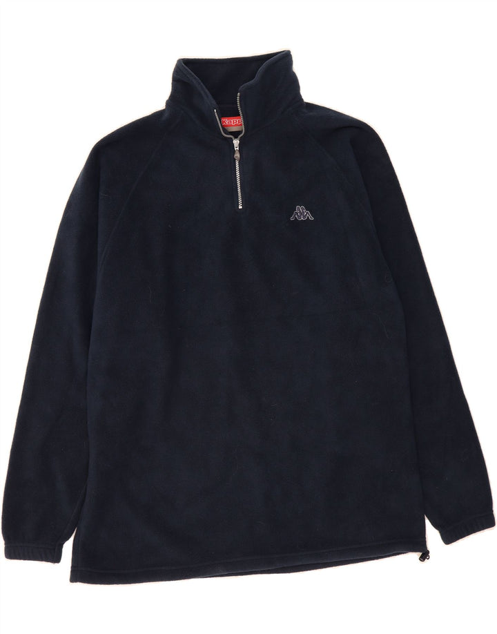 KAPPA Mens Zip Neck Fleece Jumper 2XL Navy Blue Polyester Vintage Kappa and Second-Hand Kappa from Messina Hembry 