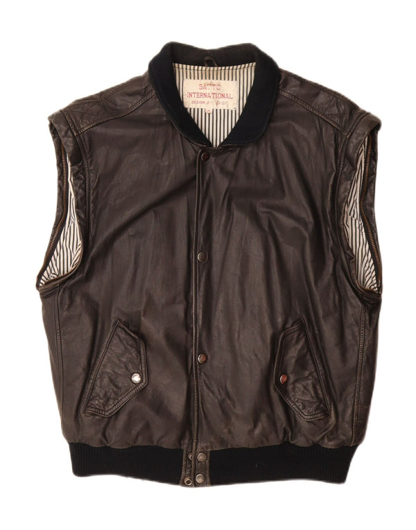 Chaleco de cuero para hombre Gatto UK 38 Medium Negro