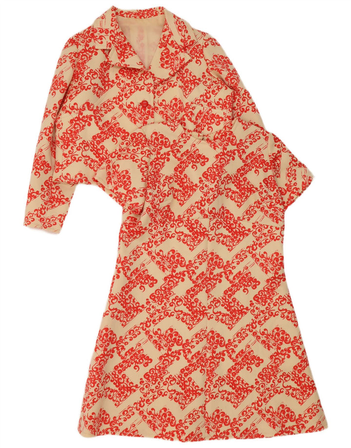 Vintage mujer 2 piezas set Reino Unido 14 grande beige floral