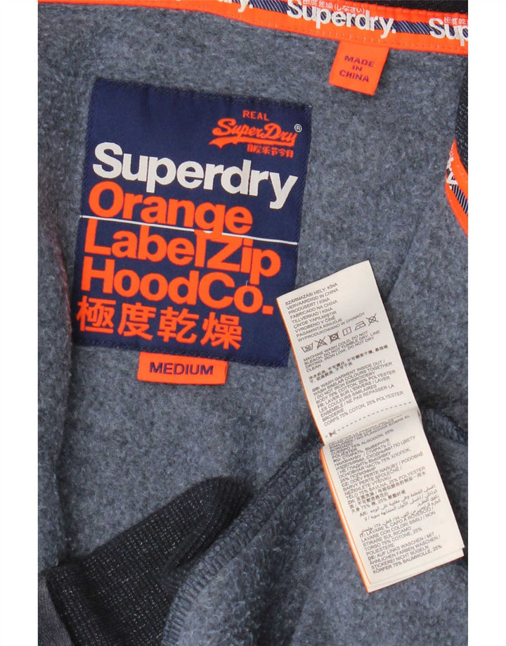 Superdry Jersey con capucha y cremallera para hombre de algodón moteado en azul marino mediano