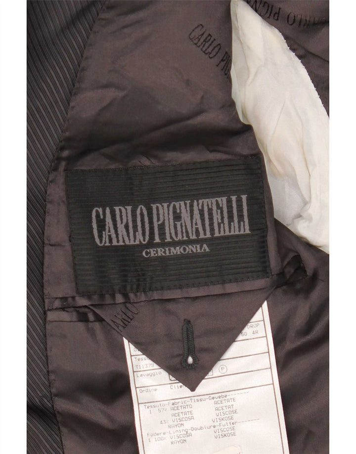 Carlo Pignatelli Chaqueta tipo blazer de 4 botones para hombre IT 50 Large Black Pinstripe