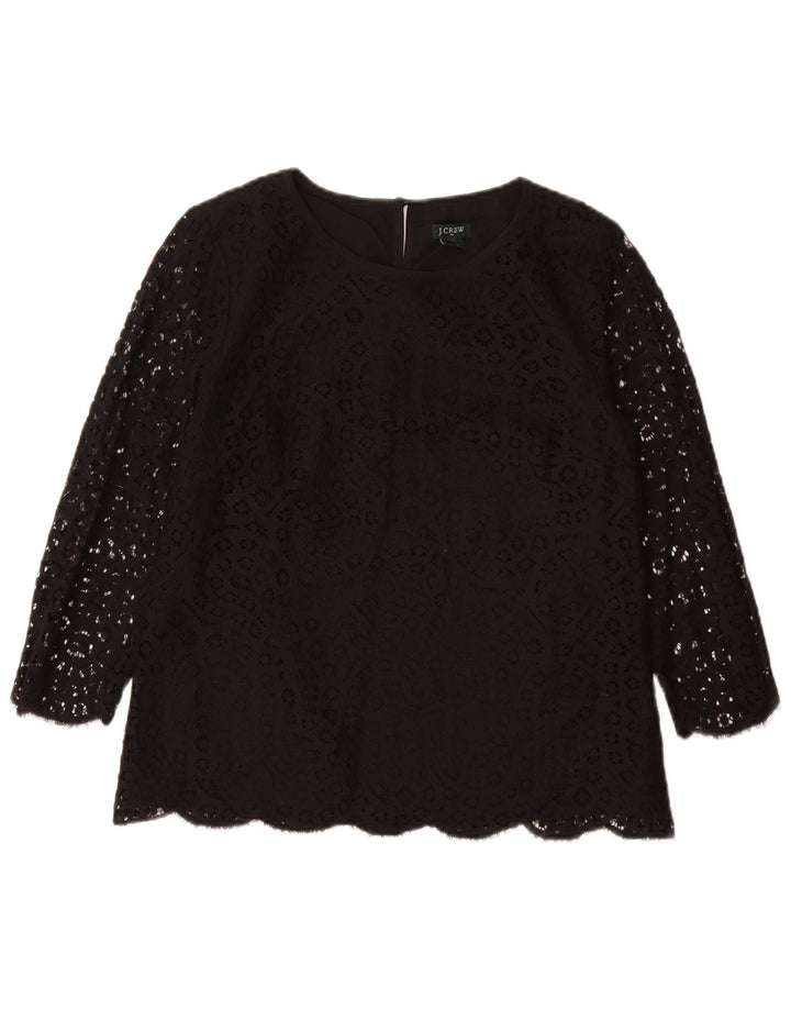 J. CREW Blusa de manga 3/4 para mujer US 8 Mediana Negro Floral Algodón