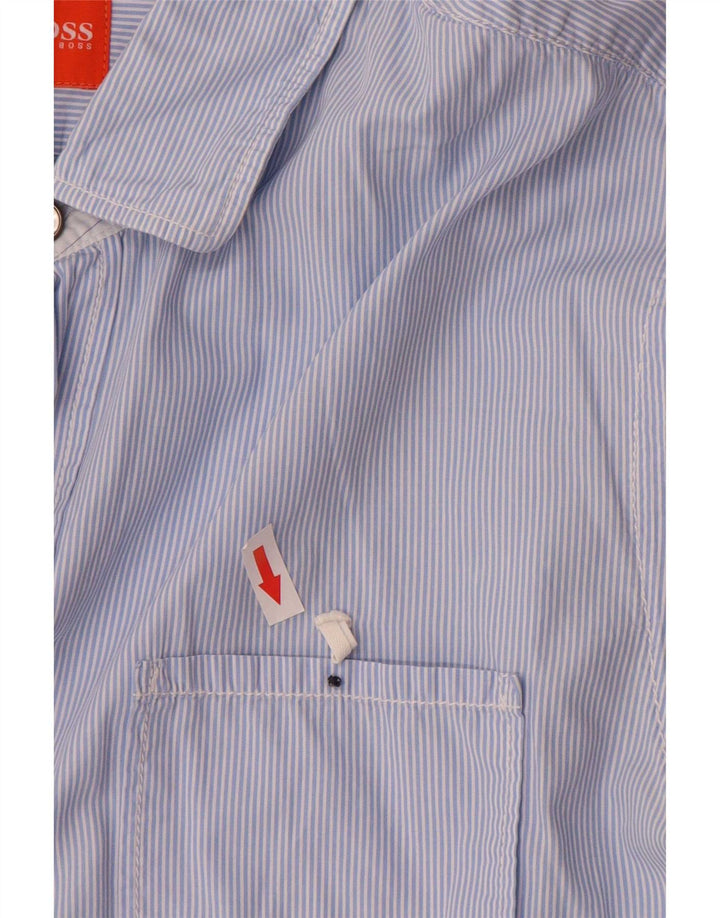 Camisa Hugo Boss Hombre Grande Azul Rayas Algodón
