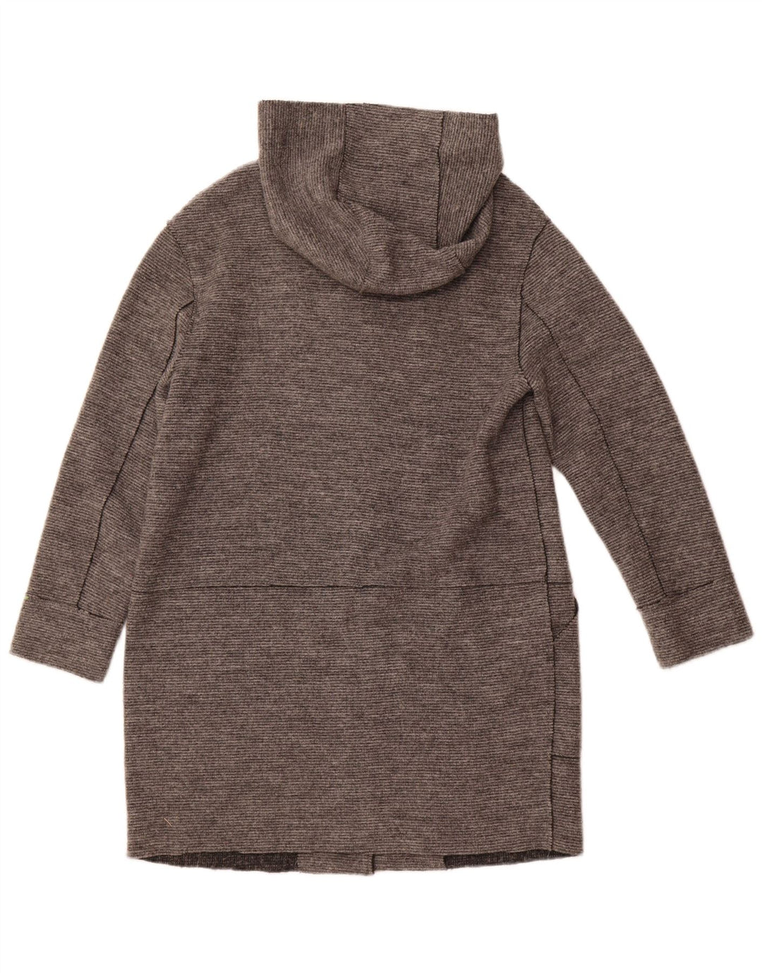 ZARA Mujer Abrigo Con Capucha ES 44 Lana Gris Medio