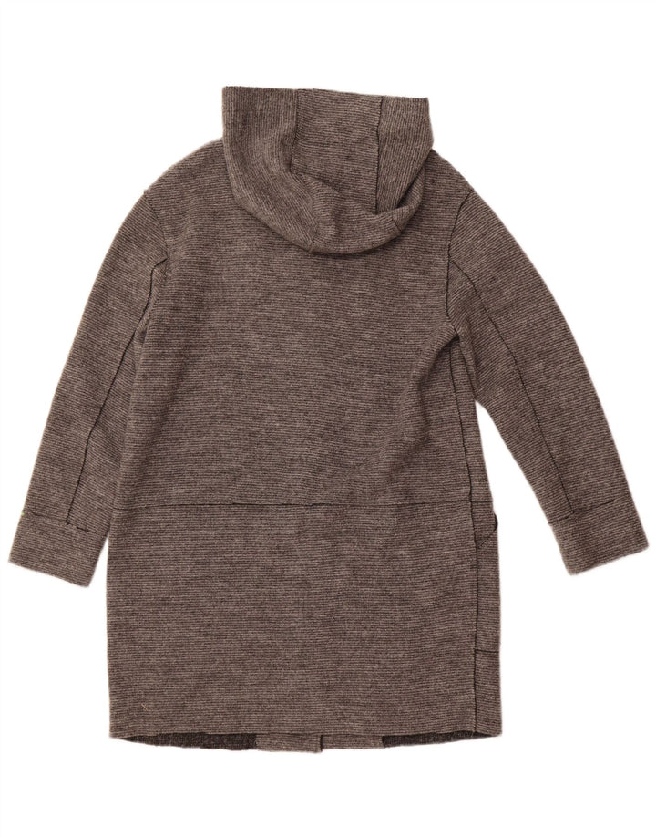 ZARA Mujer Abrigo Con Capucha ES 44 Lana Gris Medio