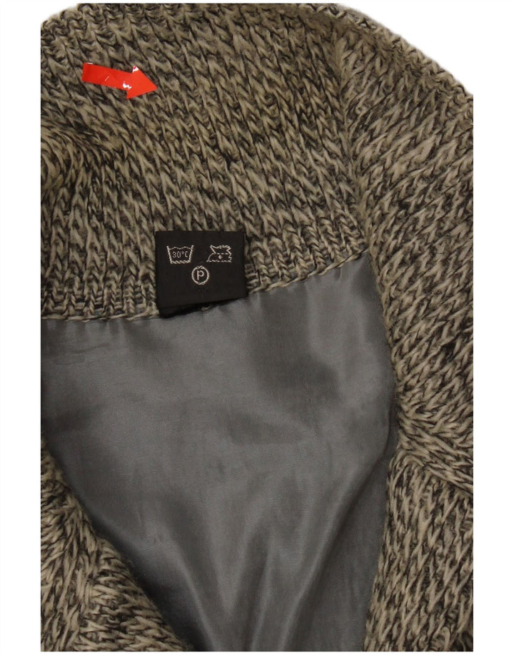 Vintage hombres Cardigan suéter medio gris moteado