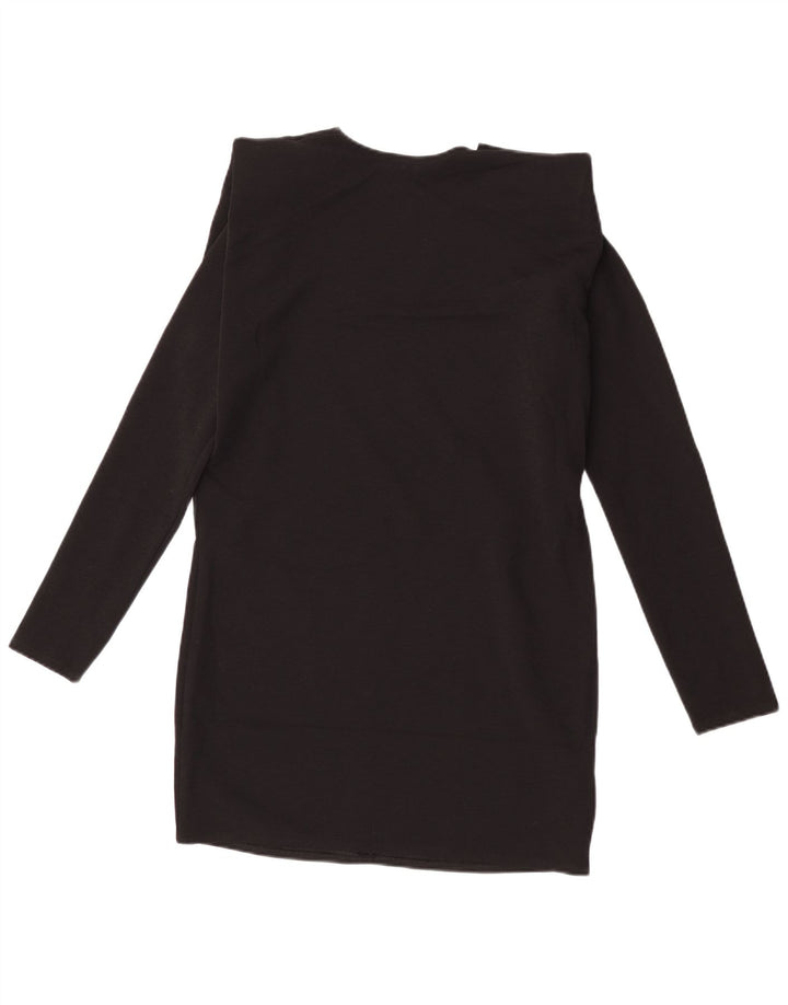 Zara Mujer Vestido Recto De Manga Larga UK 44 Mediano Negro