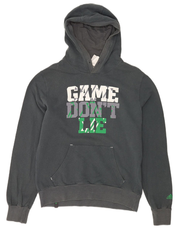 Adidas - Sudadera con capucha para hombre, diseño gráfico, Reino Unido 42/44, algodón gris grande