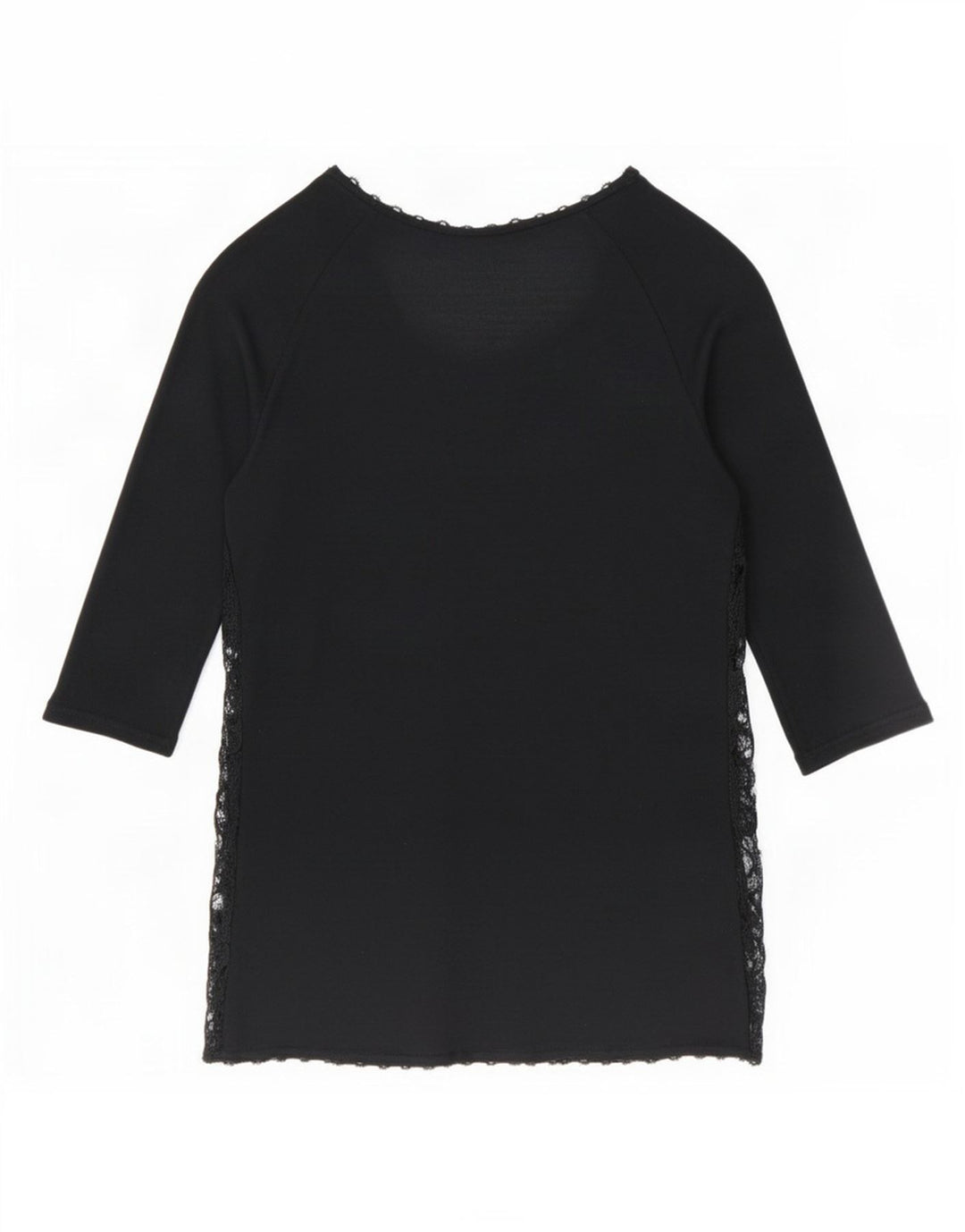 Zara Mujer Top Transparente Manga 3/4 UK 42 Mediano Negro