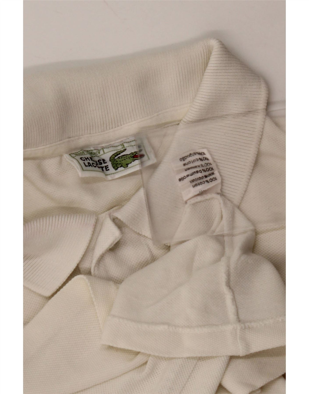 LACOSTE Polo para hombre talla 3 pequeño algodón blanco