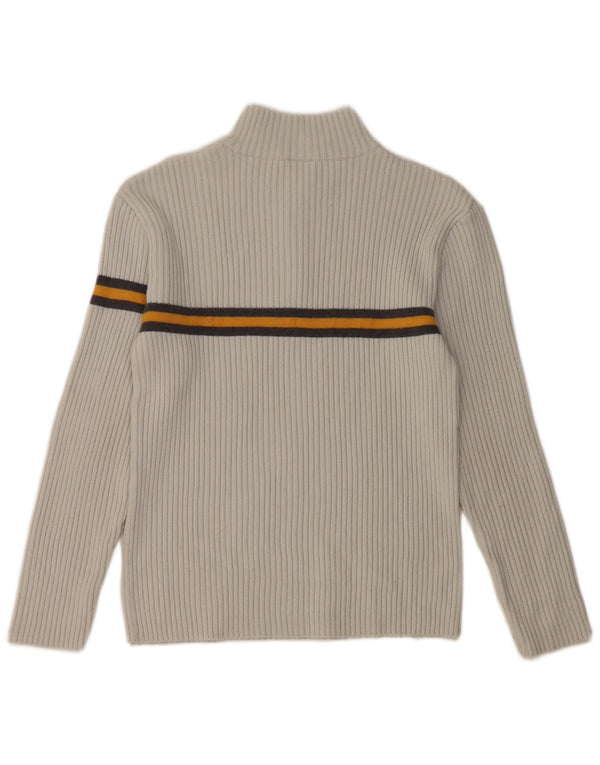 FILA Jersey con cuello y cremallera para mujer UK 10 Small Grey Stripe Wool