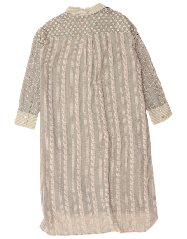 Zara Mujer Vestido Camisero Extragrande UK 44 Algodón Floral Verde Medio