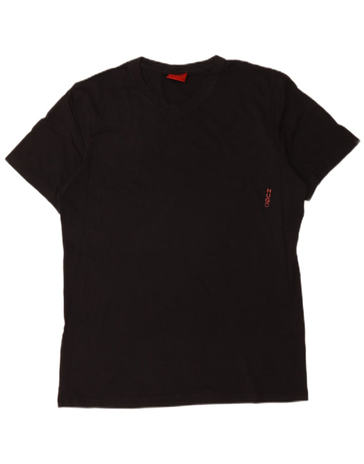 Hugo Boss Hombre Camiseta Top Grande Algodón Negro
