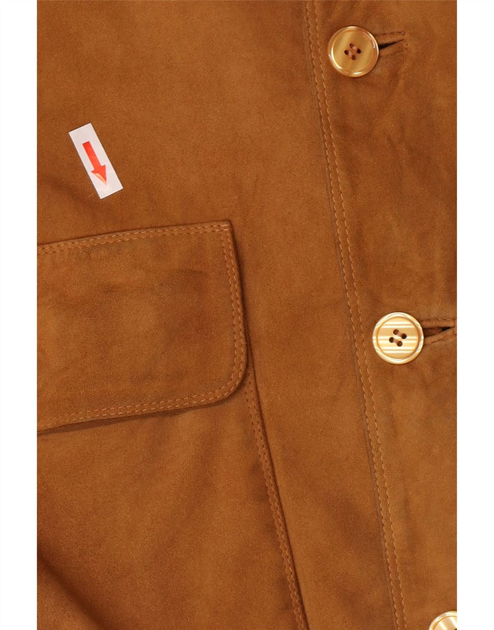 Vintage hombres ante bomber chaqueta IT 48 cuero marrón medio