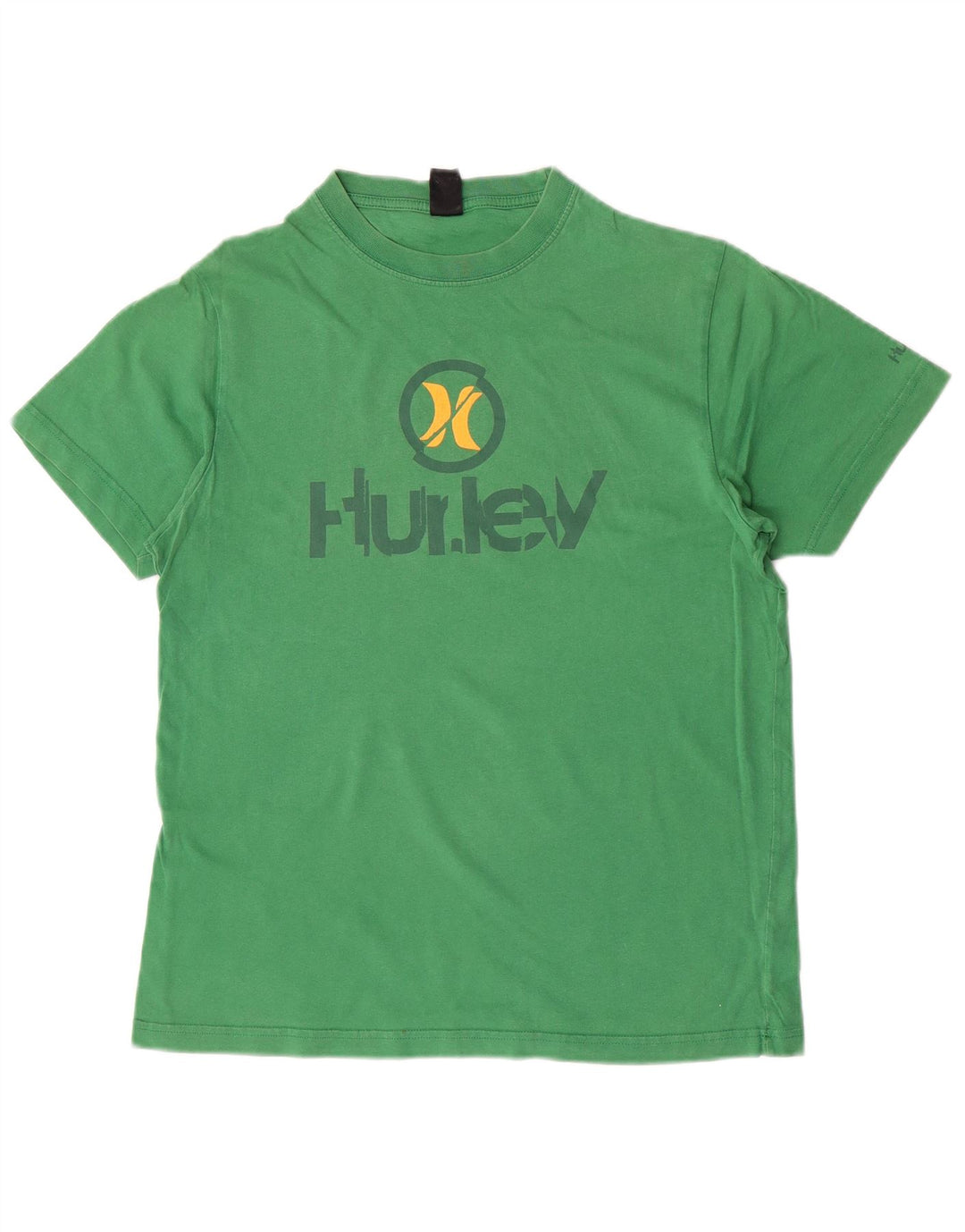 Hurley Hombre Camiseta Gráfica Top Algodón Verde Medio