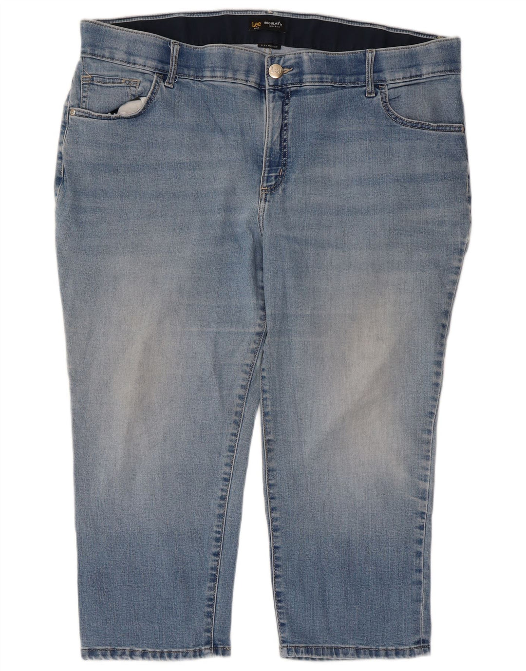 LEE Bermudas de mezclilla de tiro medio para mujer W40 2XL Algodón azul